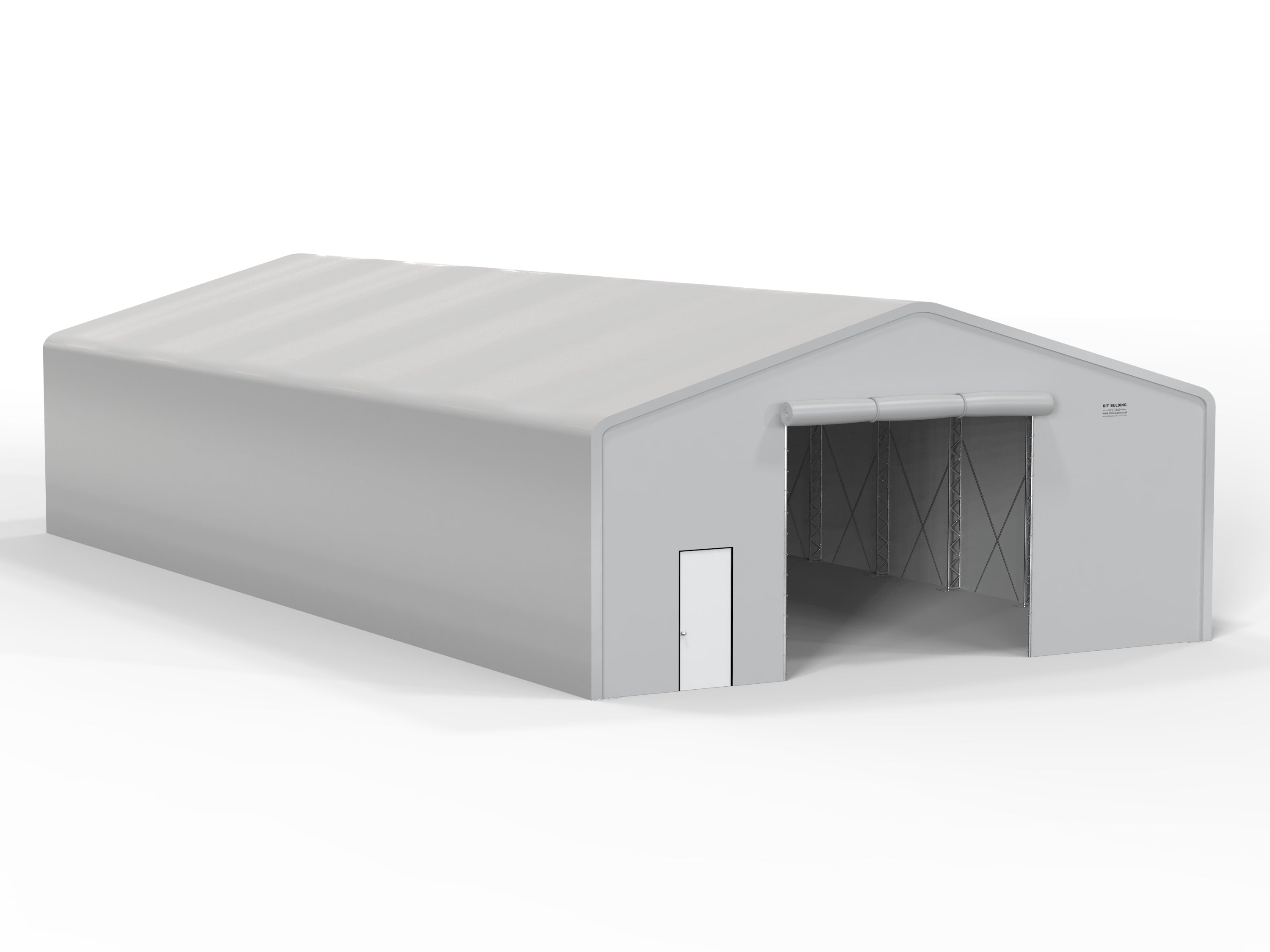 Double Truss PVC temporary storage building - Grey - Manual PVC Roll up Door