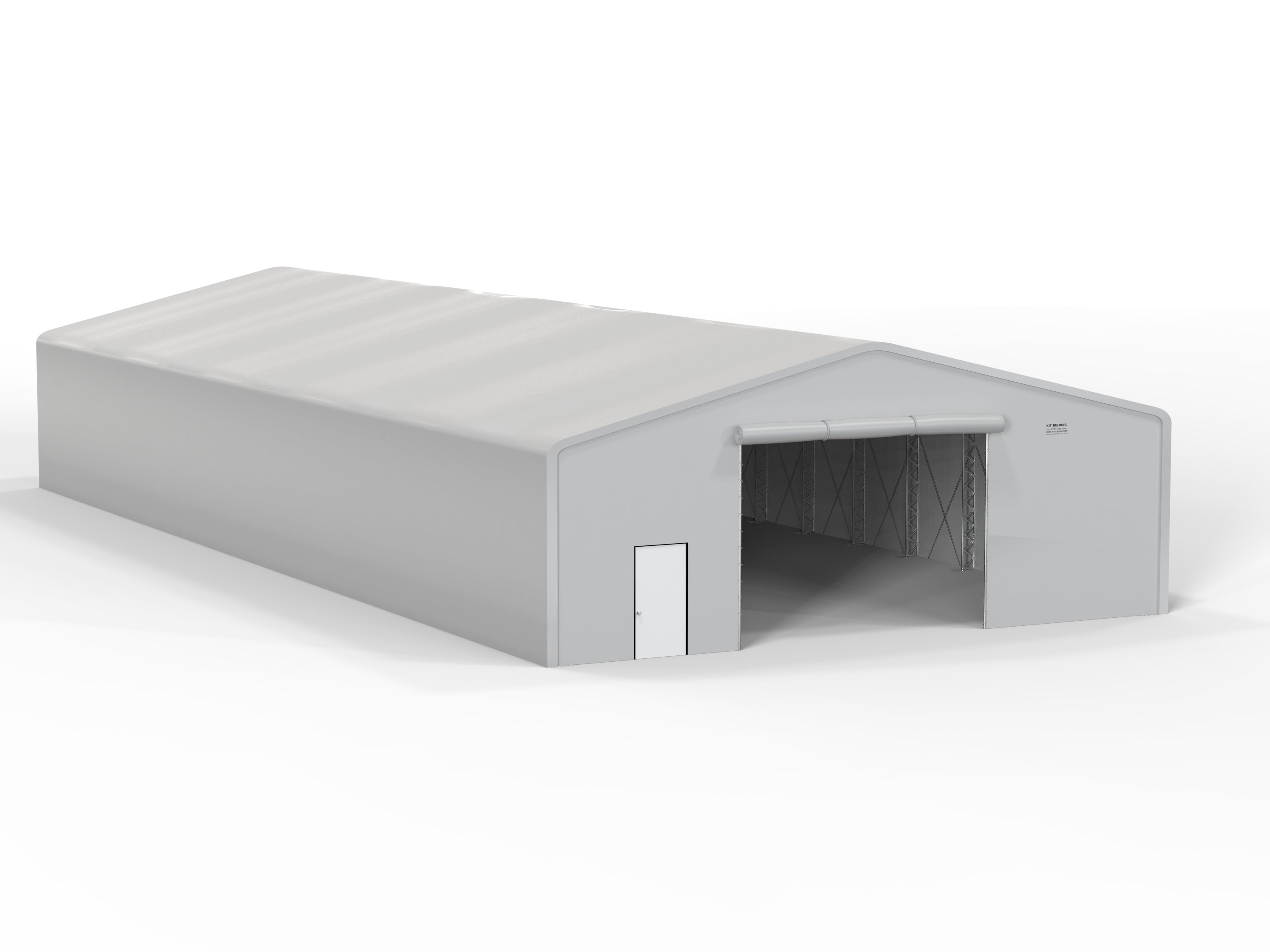 Double Truss PVC temporary storage building - Grey - Manual Roll up Door
