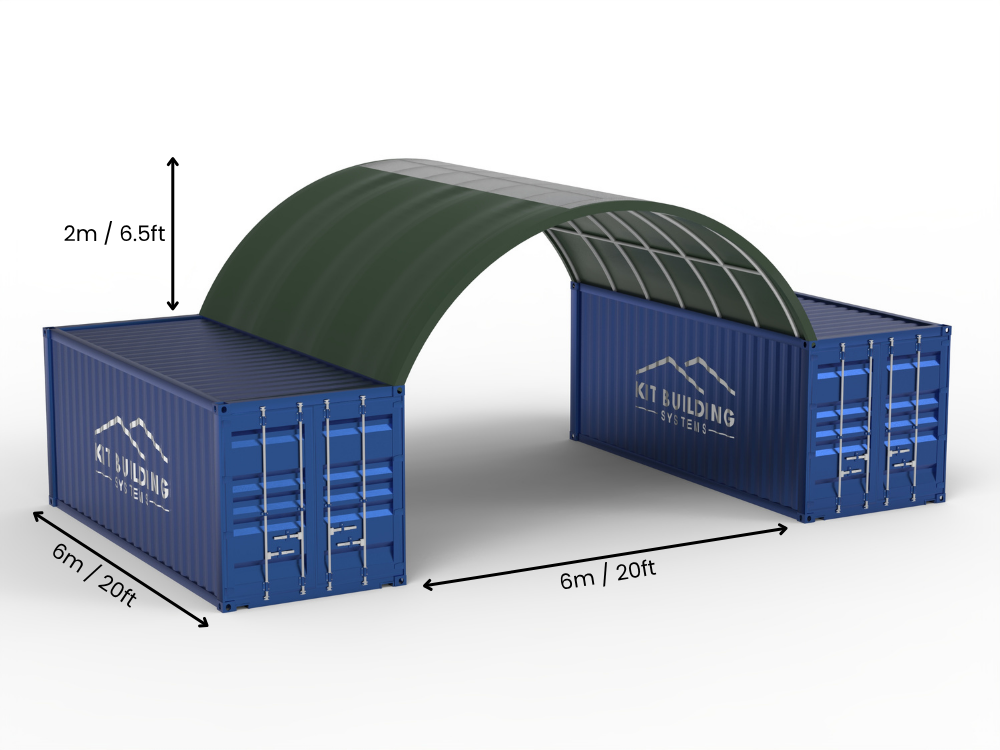 6m (20ft) spenn | Containerkalesjer 20ft bredde, 6,5ft høyde (6m x 2m)