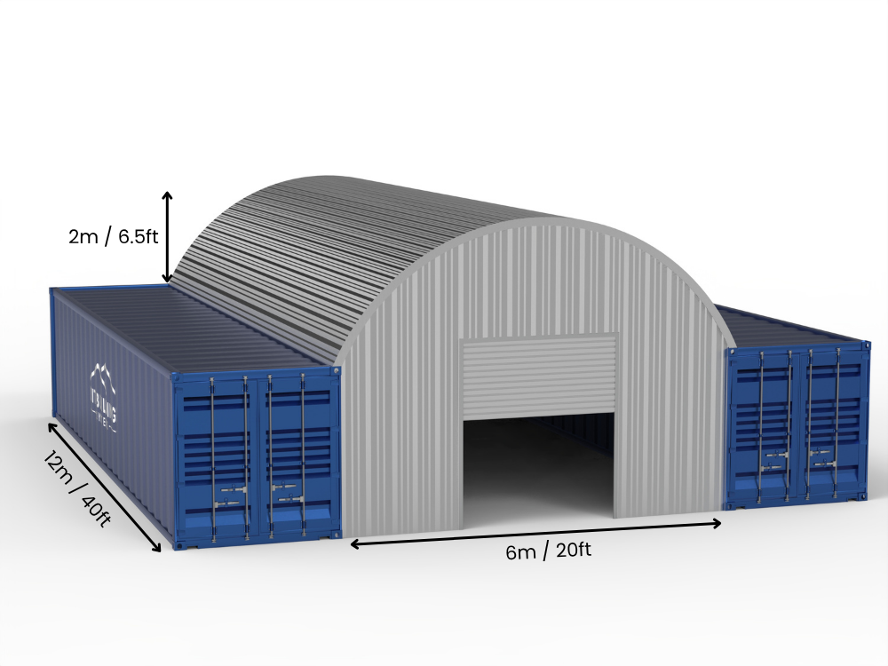 Steel Container Canopies - 20ft x 40ft x 6.5ft (6m x 12m x 2m)