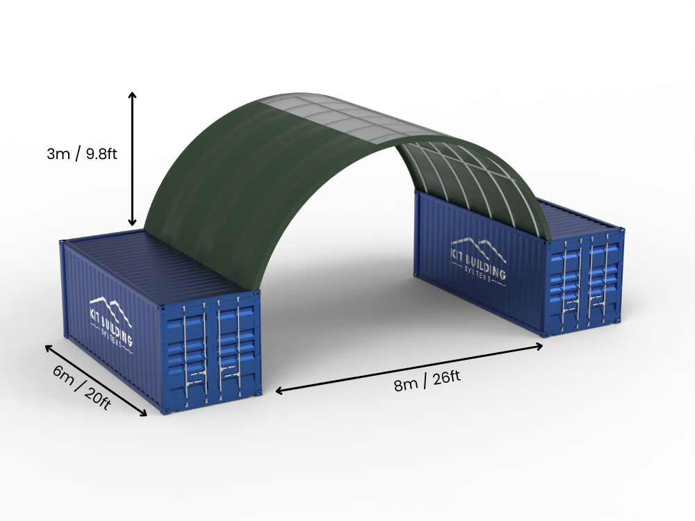 8m (26ft) Span | Container Canopies 26ft Width, 10ft Height (8m x 3m)