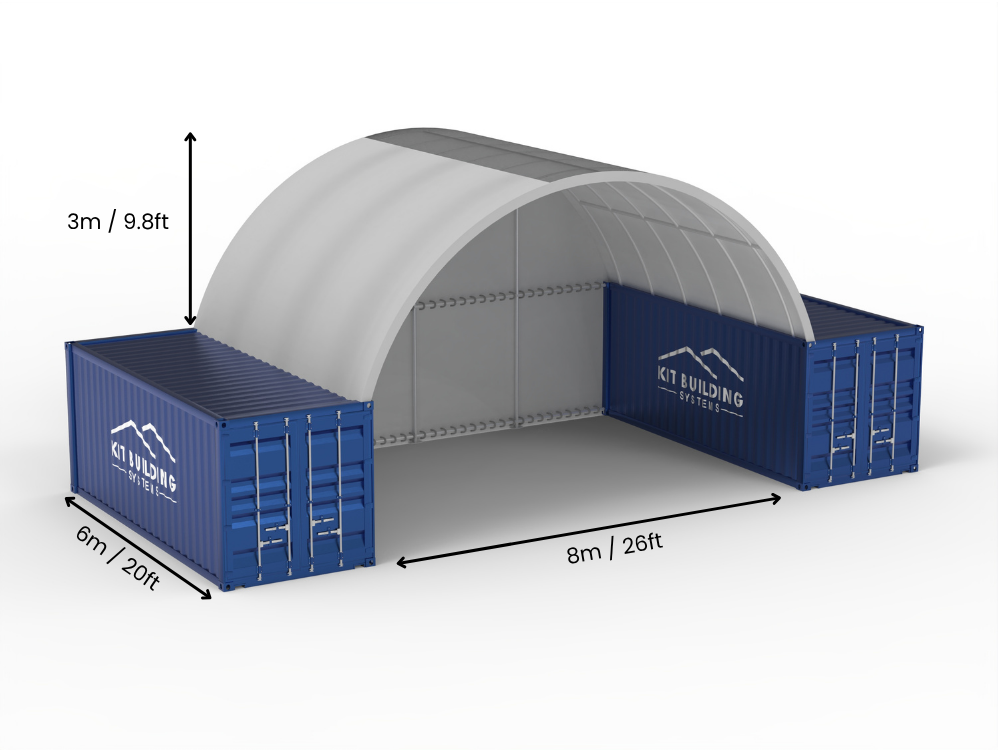 8m (26ft) Span | Container Canopies 26ft Width, 10ft Height (8m x 3m)