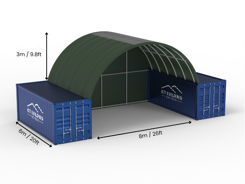 8m (26ft) Span | Container Canopies 26ft Width, 10ft Height (8m x 3m)