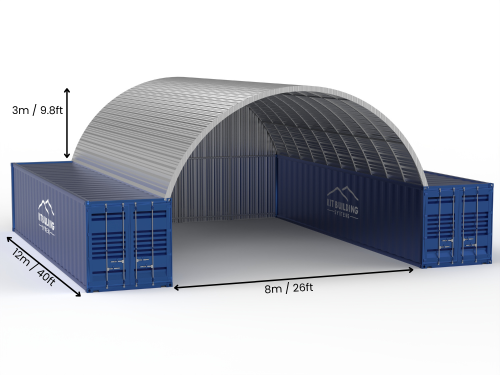 8m (26ft) Span | Steel Container Canopies 26ft Width, 10ft Height (8m x 3m)