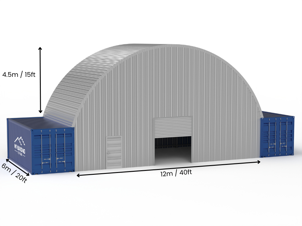 12m (40ft) spenn | Stålcontaineroverbygg - 40ft x 12ft (12m x 4,5m)