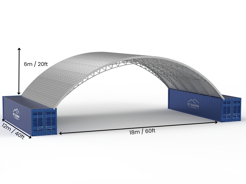 Steel Container Canopies - 60ft x 40ft x 20ft (18m x 12m x 6.1m)