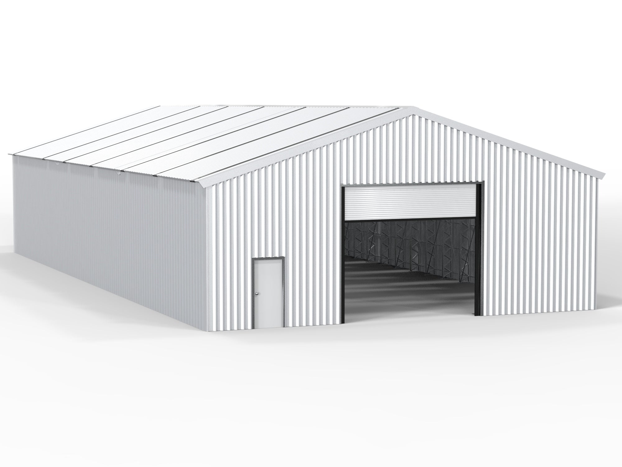 Single Sheet Steel Building – Automatic Roller Shutter- Double truss Frame
