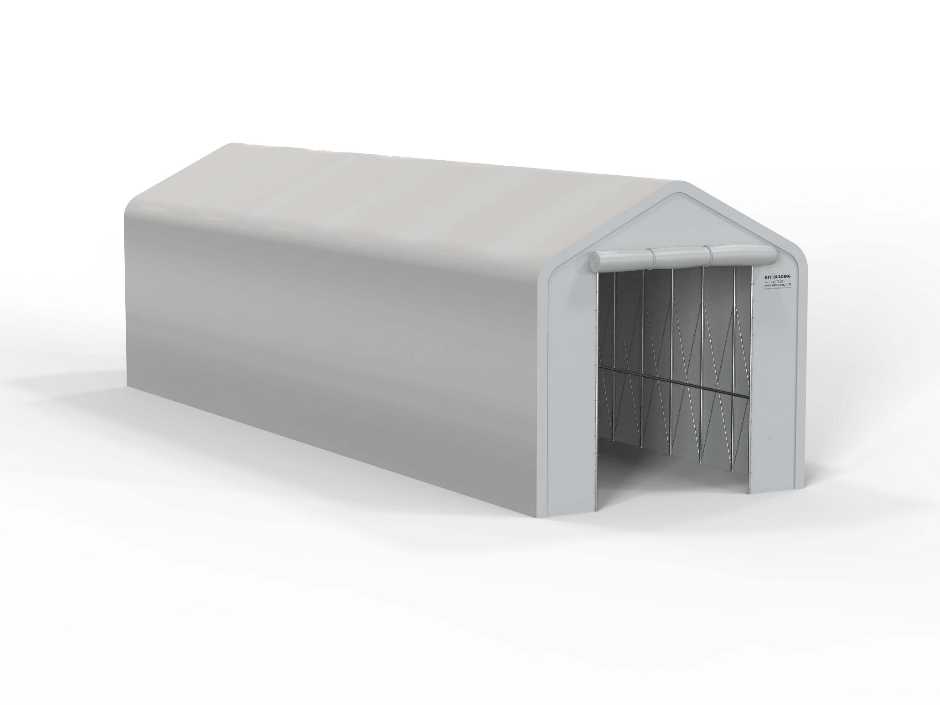 Single Truss - PVC Building-  Grey - Manual Roll up PVC Door