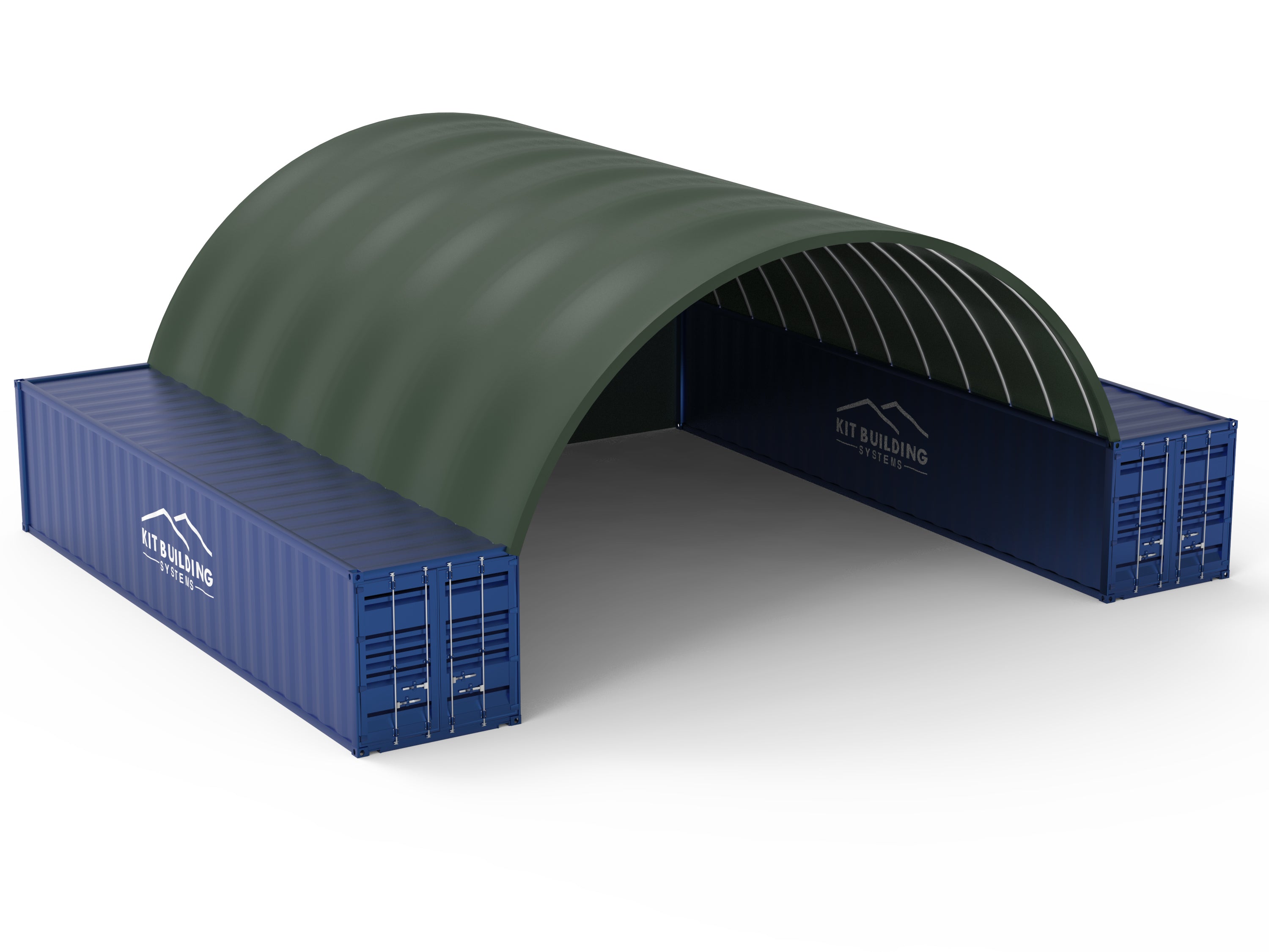 10m x 12m- Single Truss Container canopy - Closed back panel - Green