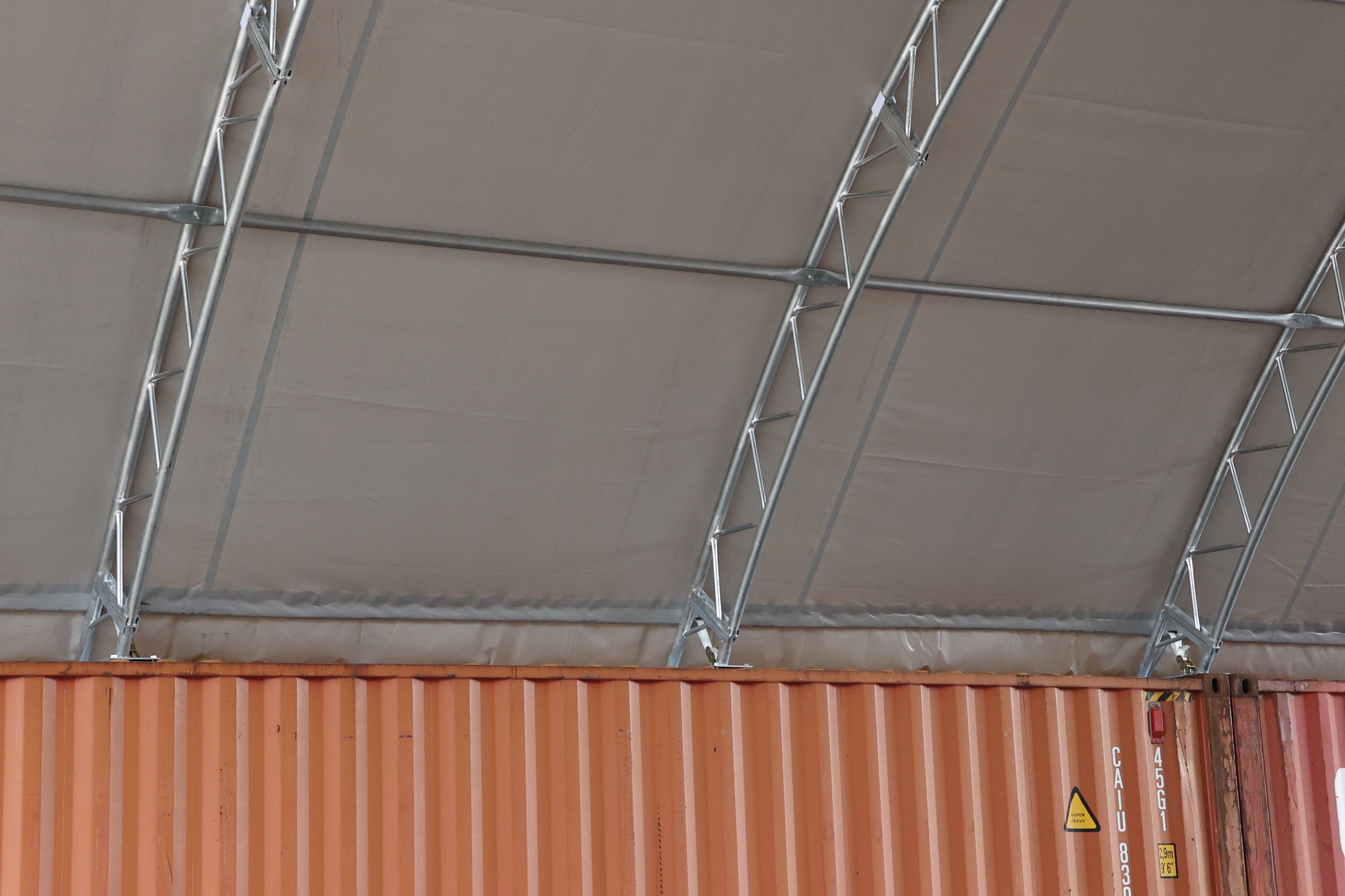 Container Shelter - 60ft x 40ft x 20ft (18.3m x 12m x 6m) Installed on Inside of containers