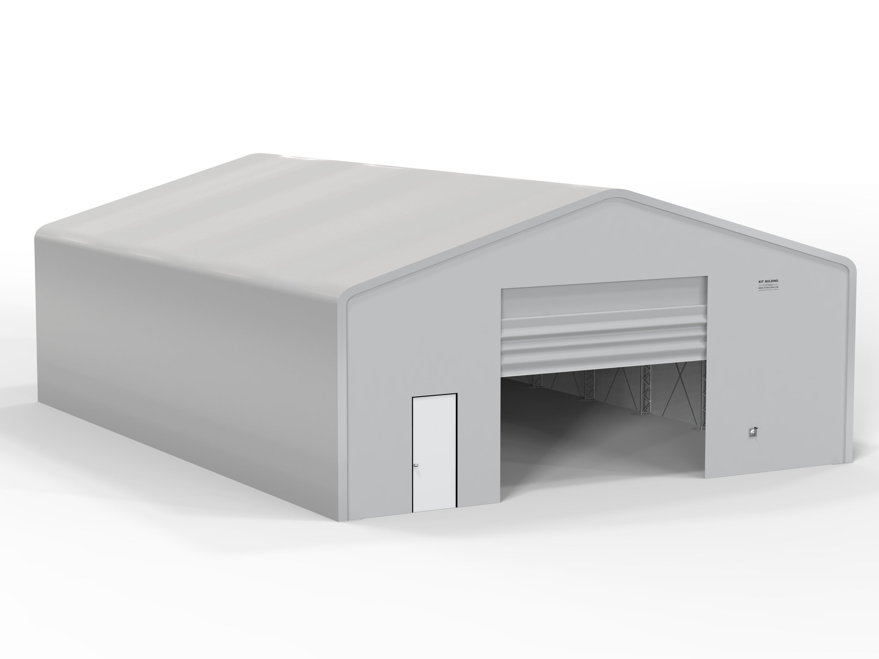 Double Truss PVC temporary storage building - Grey - Winch Operated PVC shutter