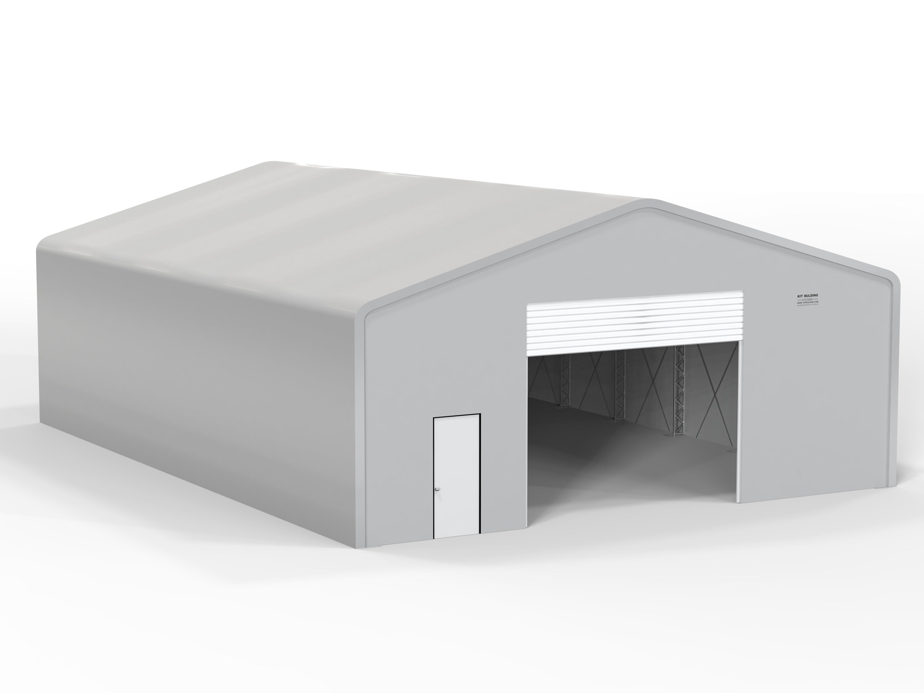 Double Truss PVC temporary storage building - Grey - Automatic Roller shutter