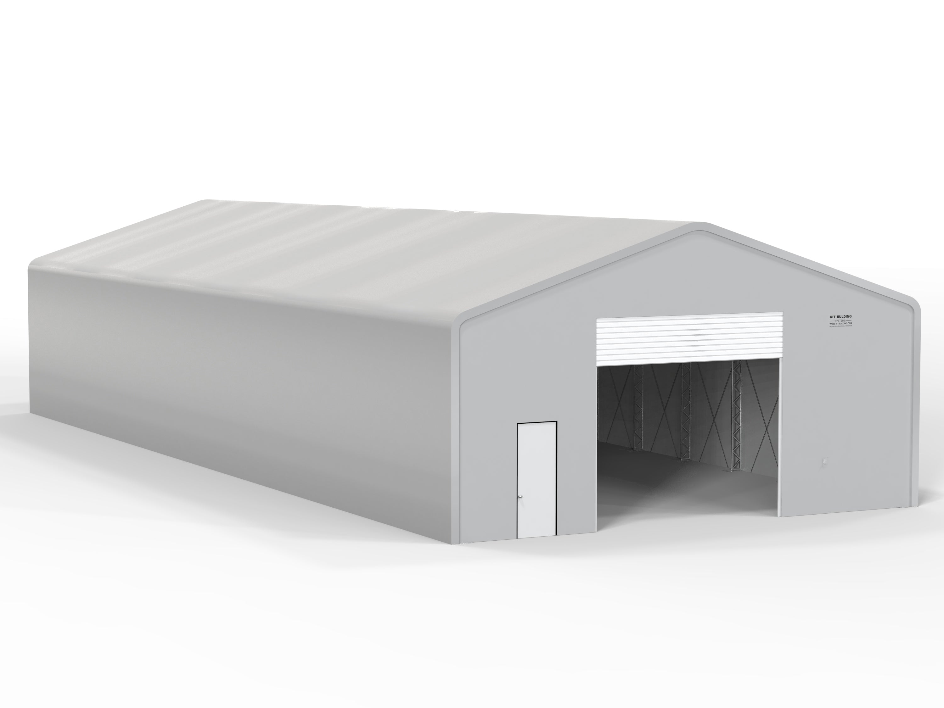 Double Truss PVC temporary storage building - Grey - Automatic Shutter
