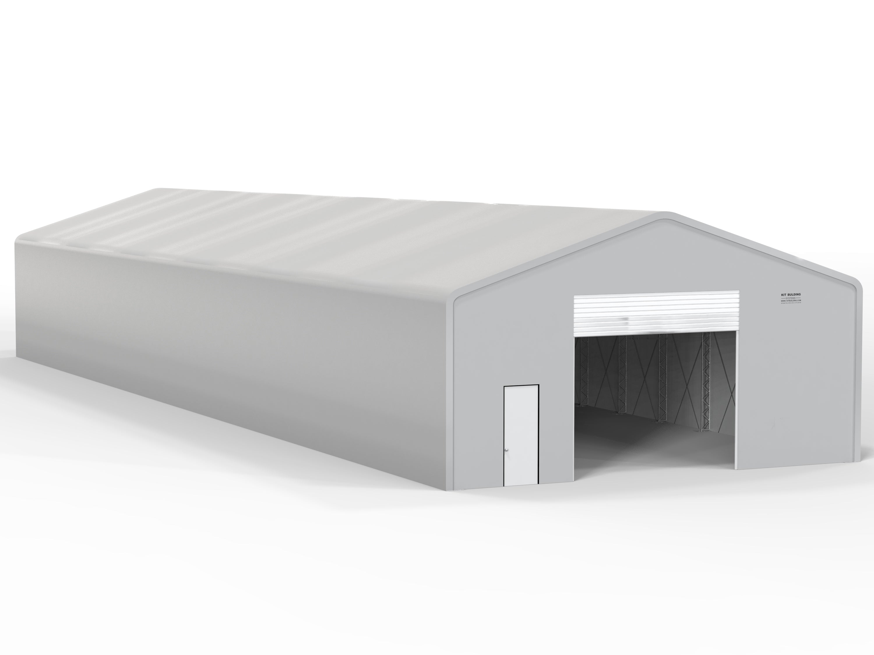 Double Truss PVC temporary storage building - Grey - Automatic roller Shutter