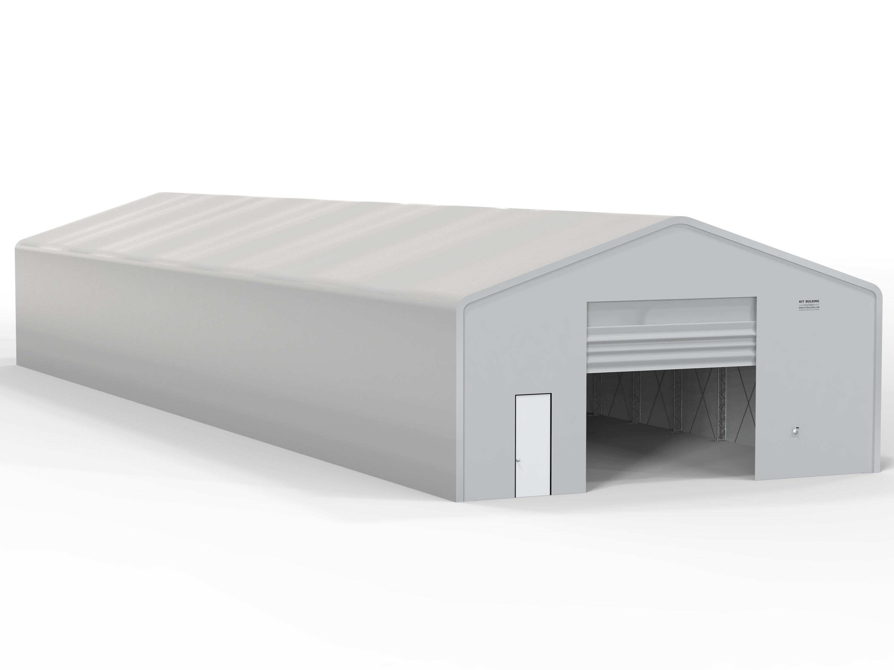 Double Truss PVC temporary storage building - Grey - Winch operated PVC Shutter