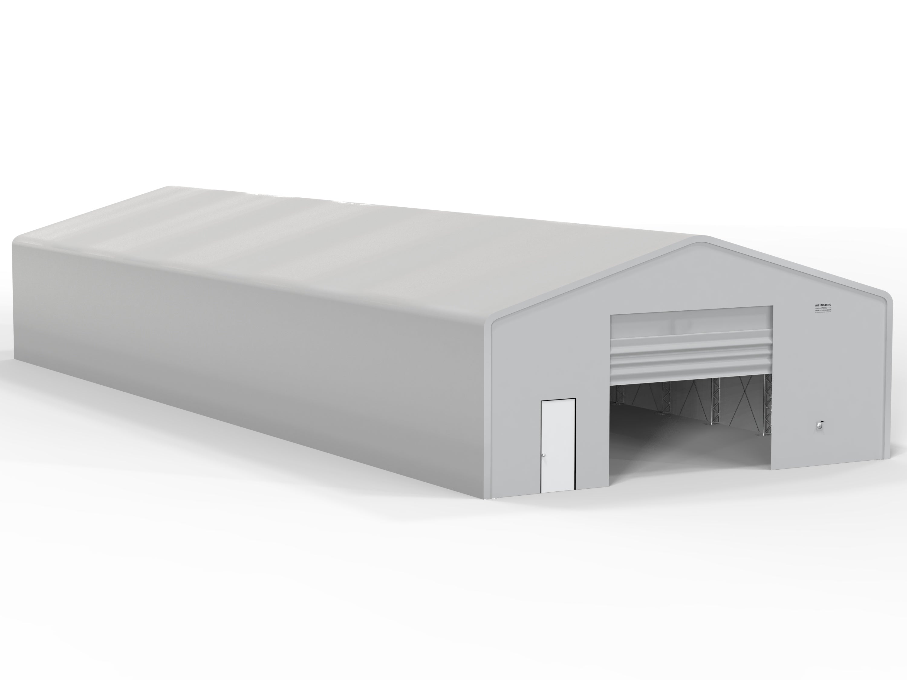 Double Truss PVC temporary storage building - Grey - Winch Operated PVC shutter