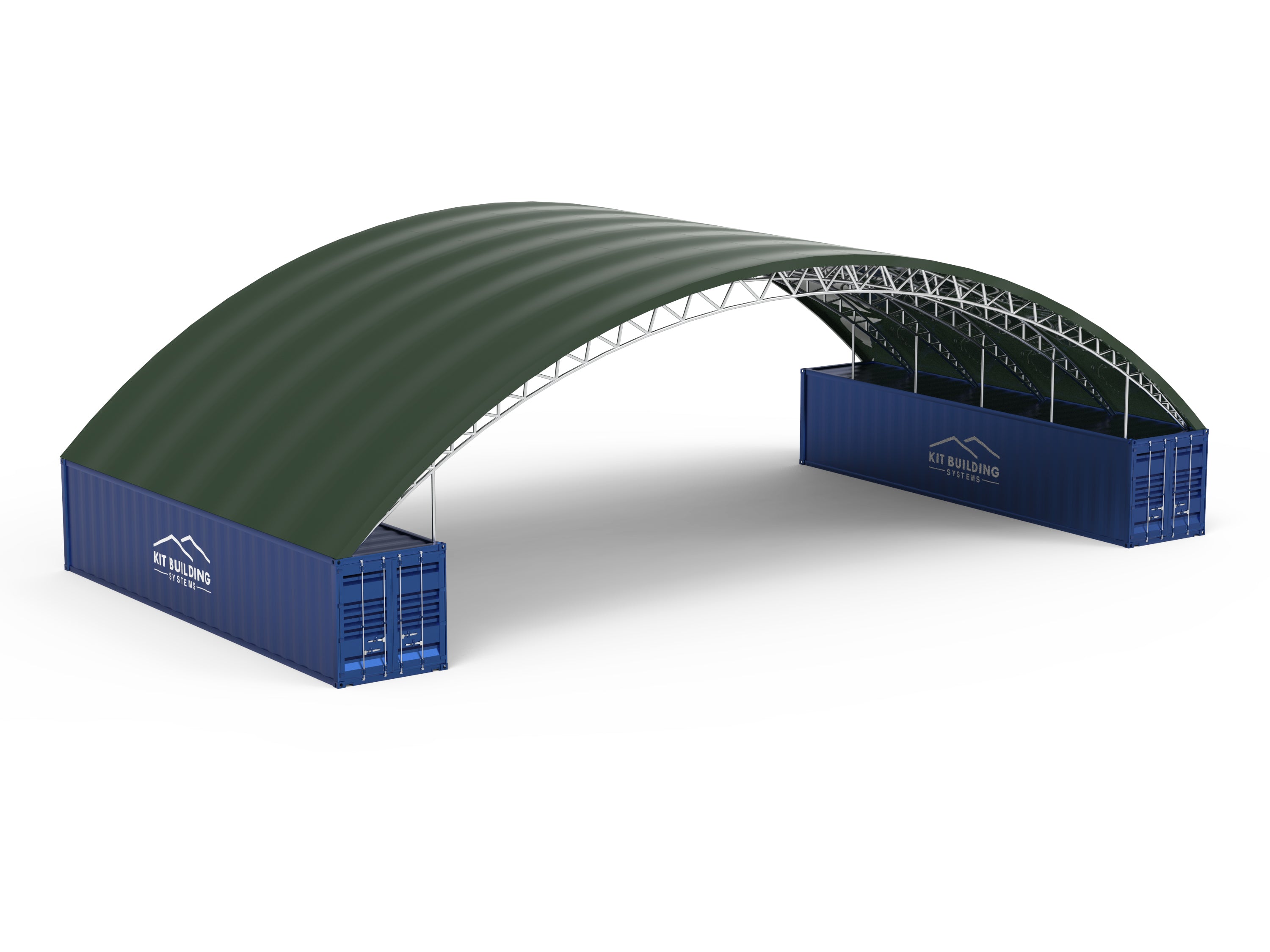 18m x 12m - Double Truss Container canopy - Open both ends - Green