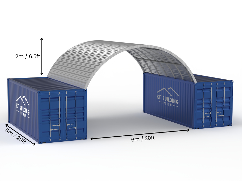 Steel Container Canopies - 20ft x 20ft x 6.5ft (6m x 6m x 2m)