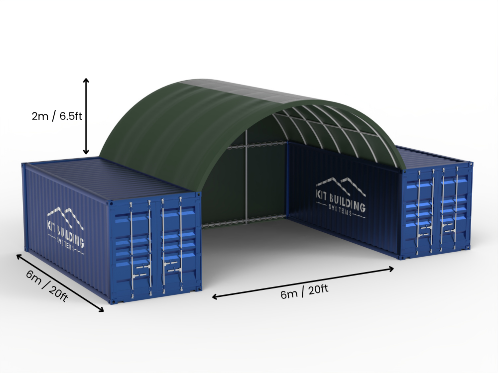 6m (20ft) spenn | Containerkalesjer 20ft bredde, 6,5ft høyde (6m x 2m)