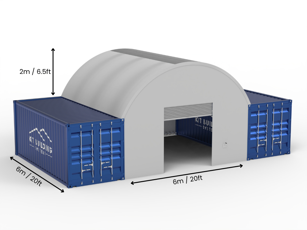6m (20ft) spenn | Containerkalesjer 20ft bredde, 6,5ft høyde (6m x 2m)