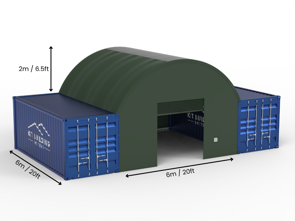 6m (20ft) spenn | Containerkalesjer 20ft bredde, 6,5ft høyde (6m x 2m)
