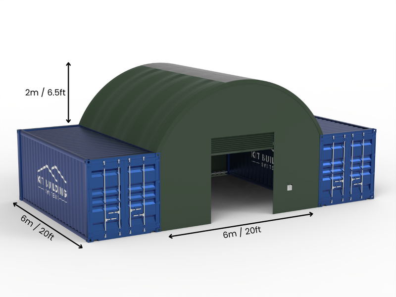 6m (20ft) spenn | Containerkalesjer 20ft bredde, 6,5ft høyde (6m x 2m)