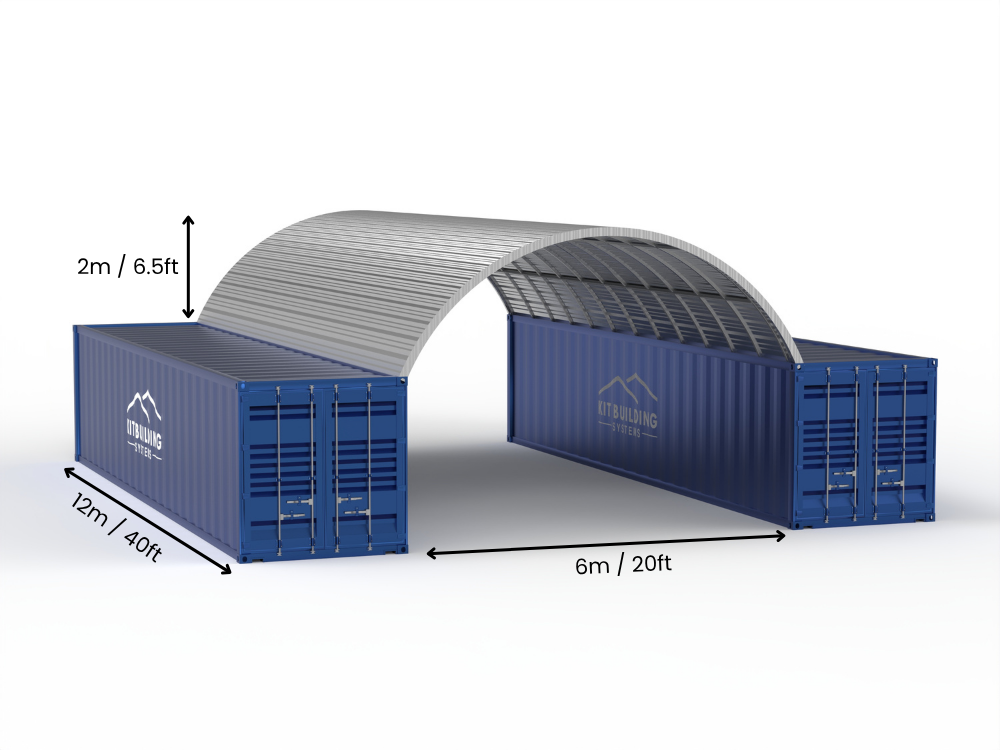 Steel Container Canopies - 20ft x 40ft x 6.5ft (6m x 12m x 2m)