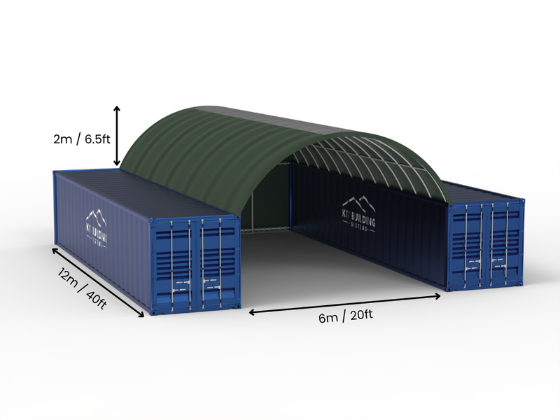 6m (20ft) spenn | Containerkalesjer 20ft bredde, 6,5ft høyde (6m x 2m)
