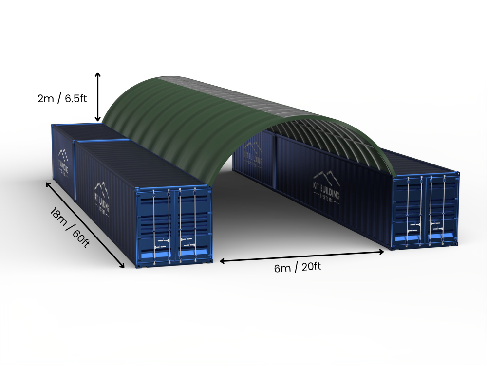 6m (20ft) spenn | Containerkalesjer 20ft bredde, 6,5ft høyde (6m x 2m)