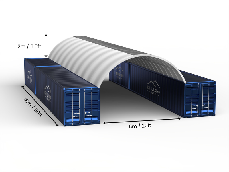 6m (20ft) spenn | Containerkalesjer 20ft bredde, 6,5ft høyde (6m x 2m)