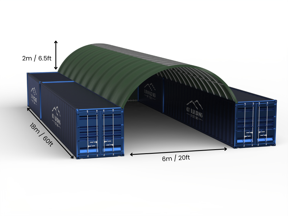 6m (20ft) spenn | Containerkalesjer 20ft bredde, 6,5ft høyde (6m x 2m)