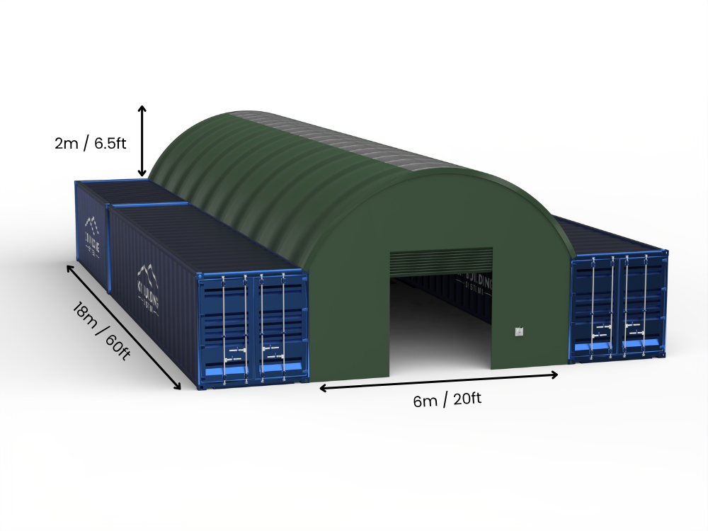 6m (20ft) spenn | Containerkalesjer 20ft bredde, 6,5ft høyde (6m x 2m)