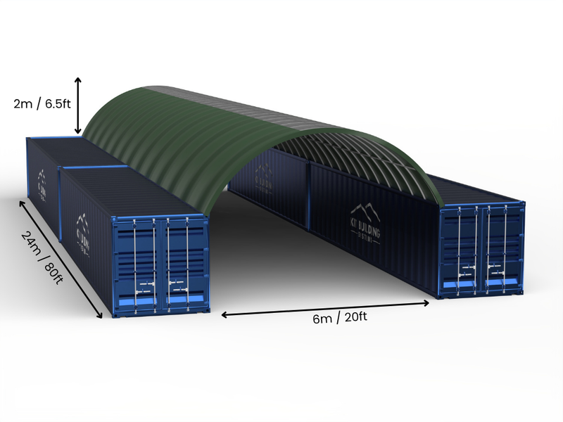 6m (20ft) spenn | Containerkalesjer 20ft bredde, 6,5ft høyde (6m x 2m)