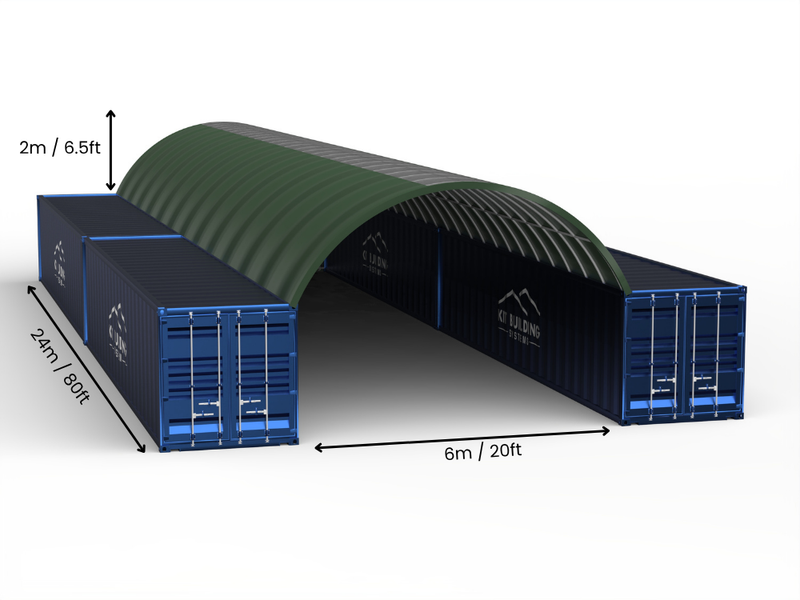 6m (20ft) spenn | Containerkalesjer 20ft bredde, 6,5ft høyde (6m x 2m)