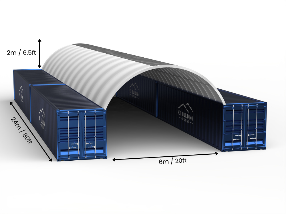 6m (20ft) spenn | Containerkalesjer 20ft bredde, 6,5ft høyde (6m x 2m)