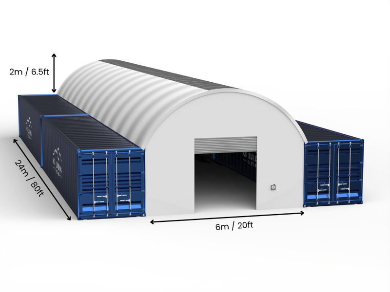 6m (20ft) spenn | Containerkalesjer 20ft bredde, 6,5ft høyde (6m x 2m)