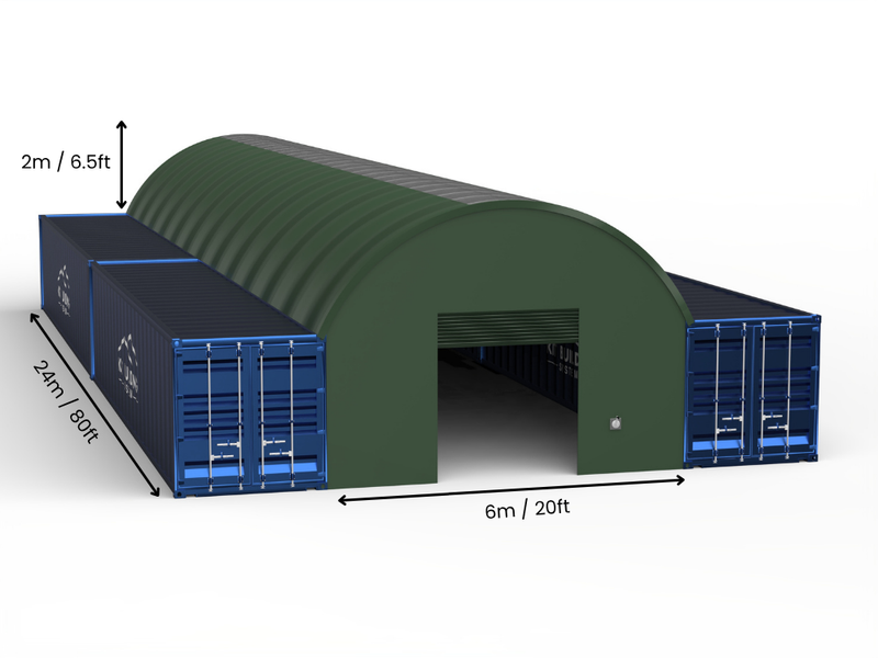 6m (20ft) spenn | Containerkalesjer 20ft bredde, 6,5ft høyde (6m x 2m)
