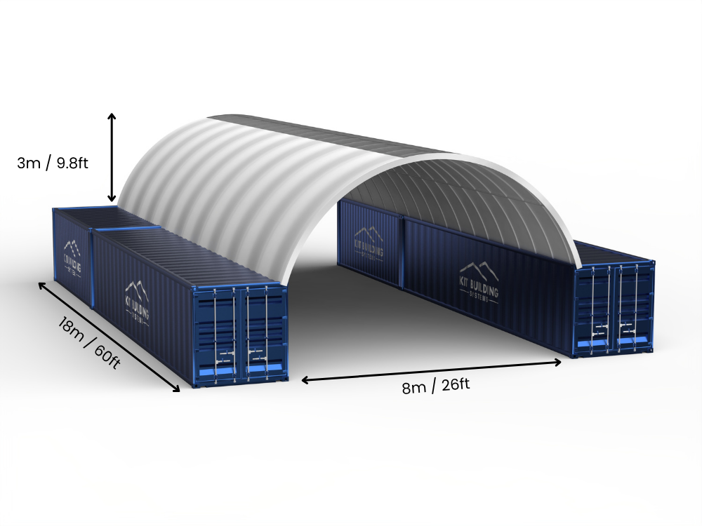 8m (26ft) Span | Container Canopies 26ft Width, 10ft Height  (8m x 3m)