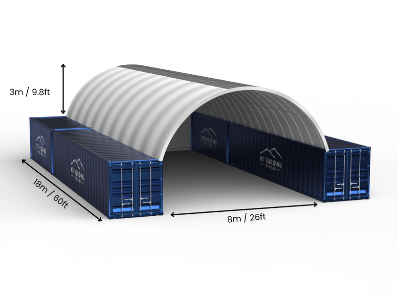 8m (26ft) Span | Container Canopies 26ft Width, 10ft Height  (8m x 3m)