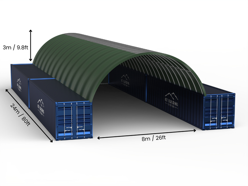 8m (26ft) Span | Container Canopies 26ft Width, 10ft Height  (8m x 3m)