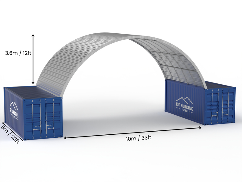 Čelični nadstrešci za kontejnere - 33ft x 20ft x 12ft (10m x 6m x 3.6m)