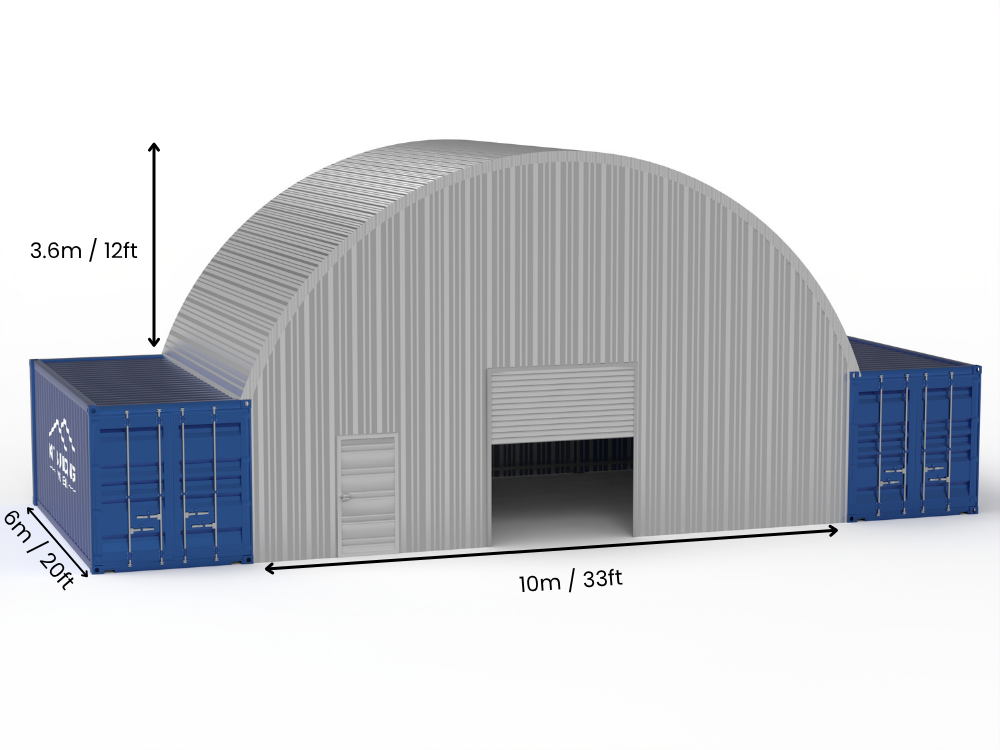 Čelični nadstrešci za kontejnere - 33ft x 20ft x 12ft (10m x 6m x 3.6m)