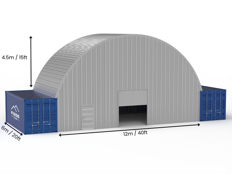 12m (40ft) spenn | Stålcontaineroverbygg - 40ft x 12ft (12m x 4,5m)