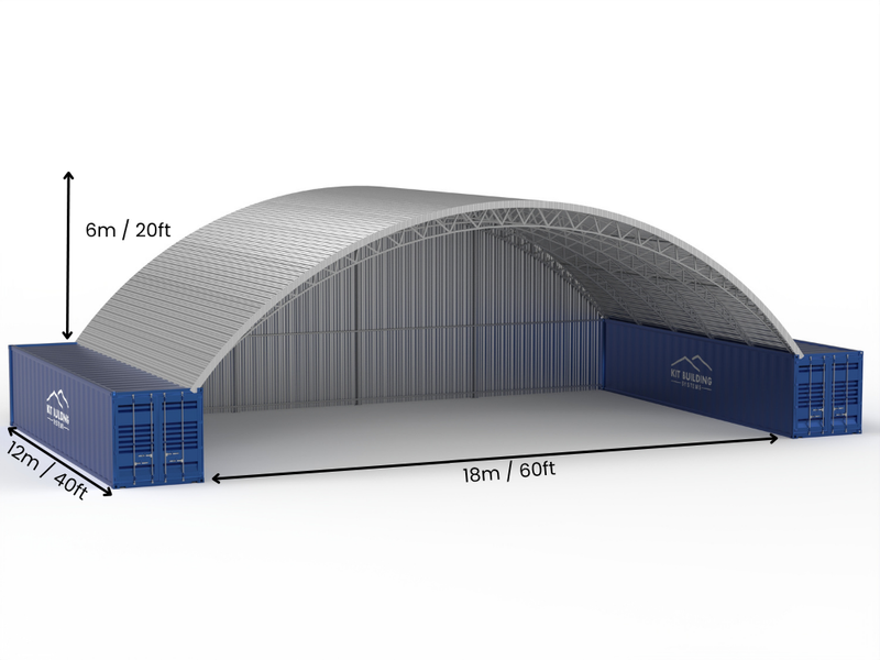 Steel Container Canopies - 60ft x 40ft x 20ft (18m x 12m x 6.1m)