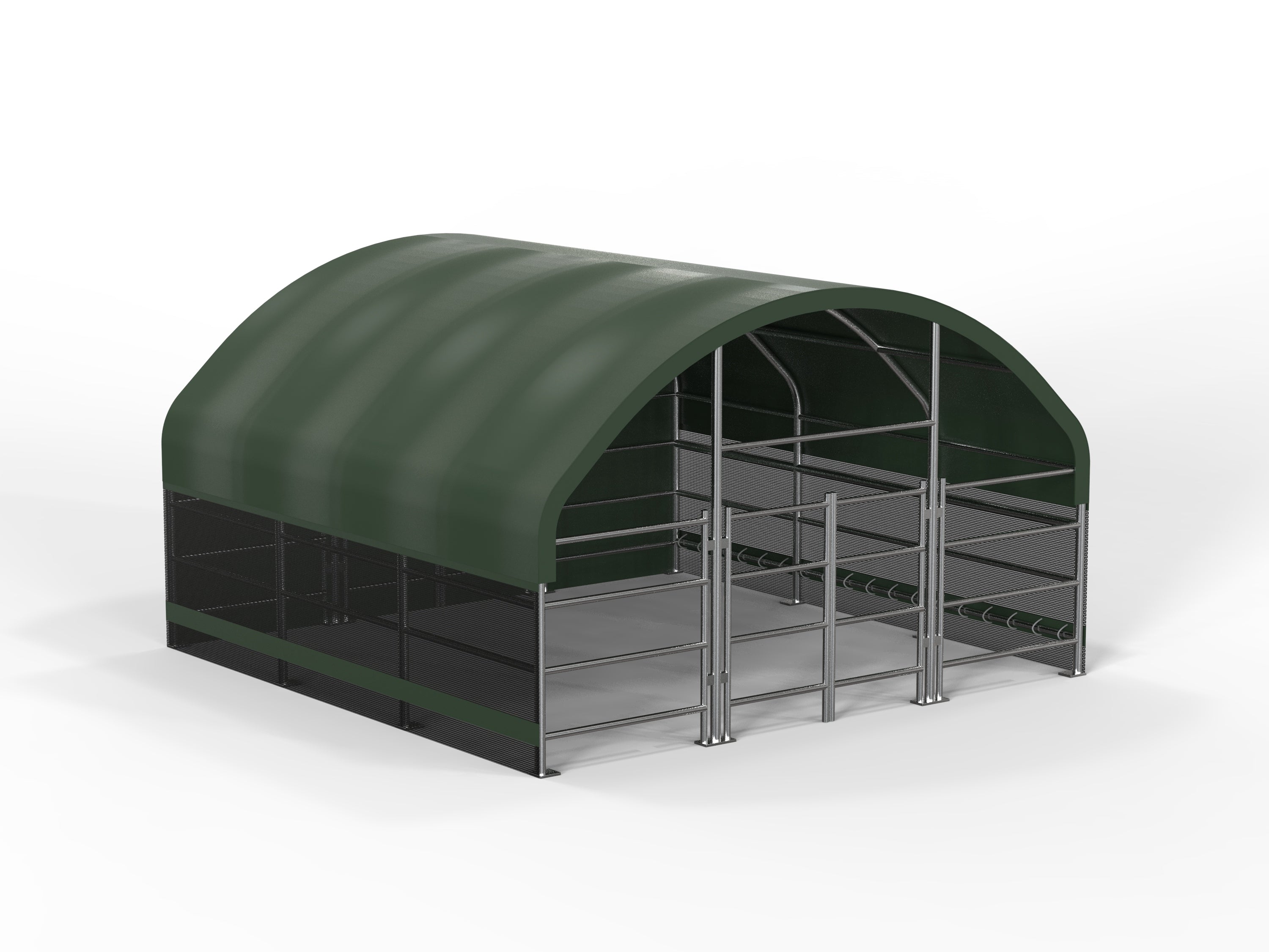 4m x 4m x2.4m (LxWxH) Enclosed livestock shelter - Green