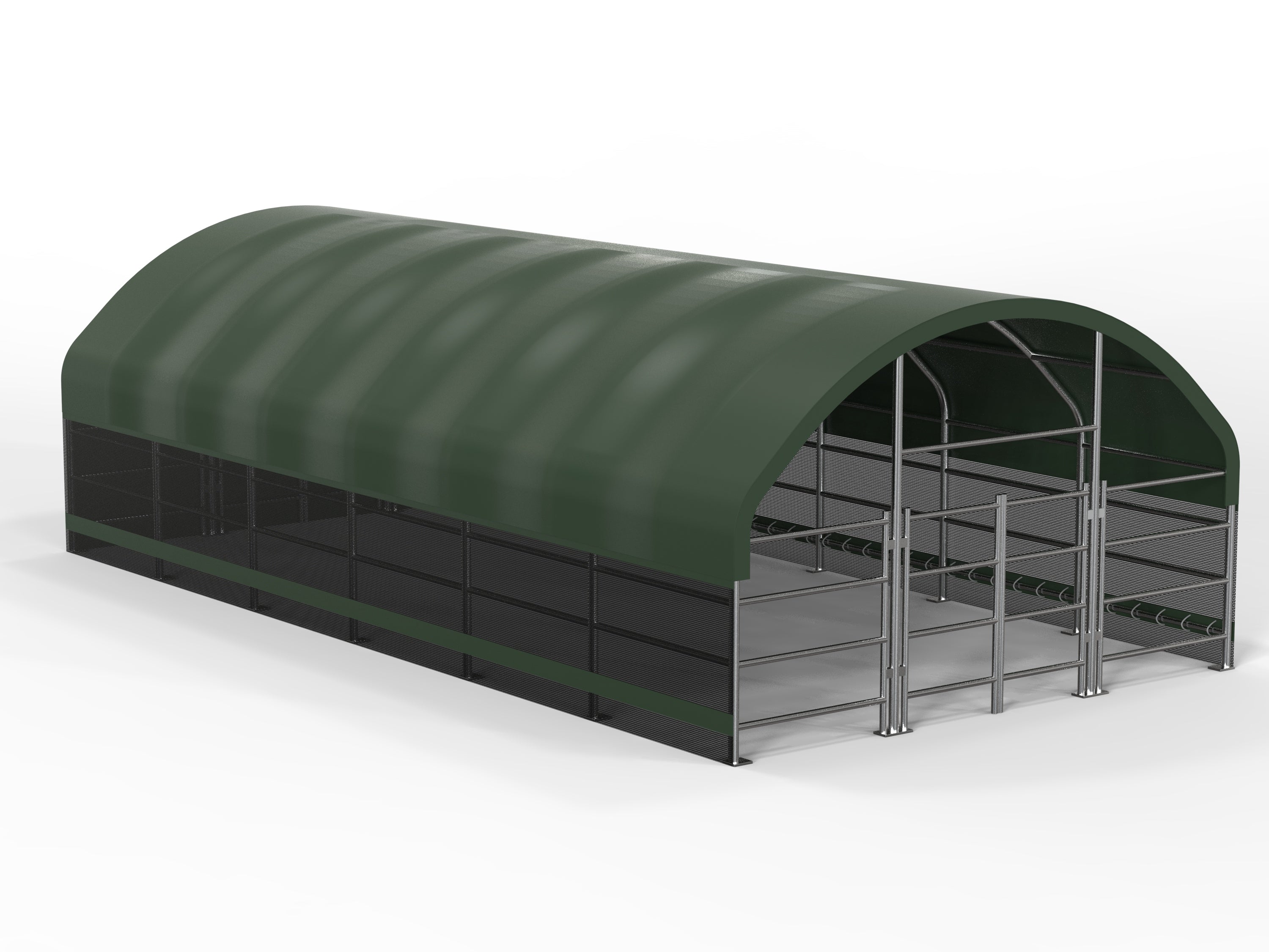 8m x 4m x2.4m (LxWxH) Enclosed livestock shelter - Green