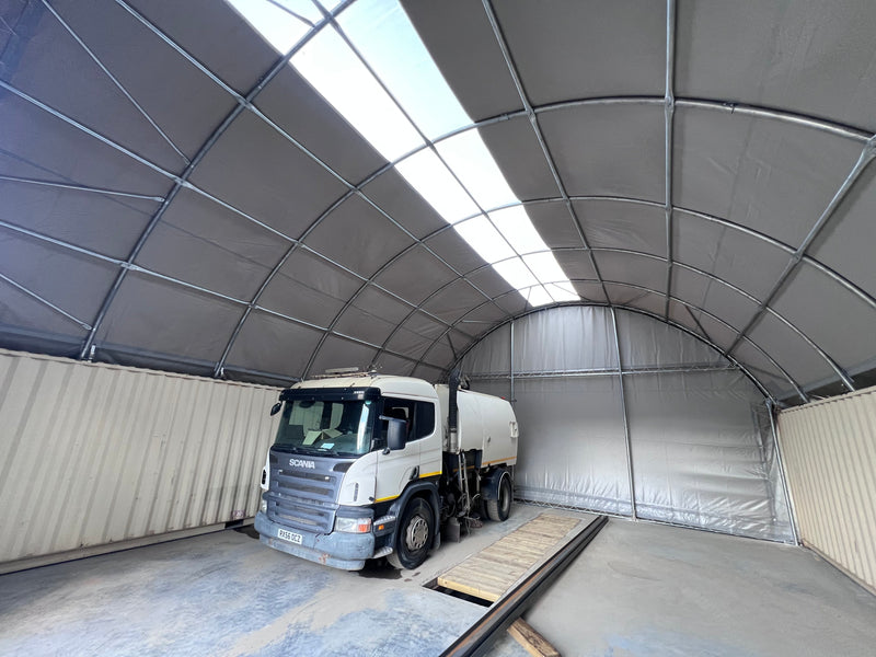Beholdertak - 33 fot x 40 fot x 12 fot (10m x 12m x 3,6m)