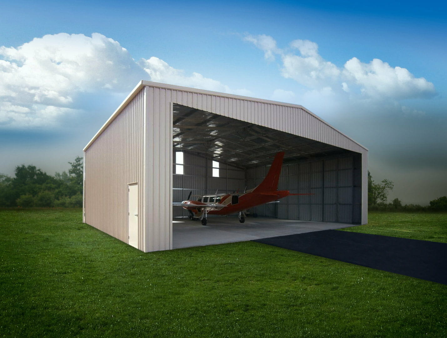 H Colum beam frame - Insulated Aircraft hangar with Bi-fold Doors - Permanent Hangar