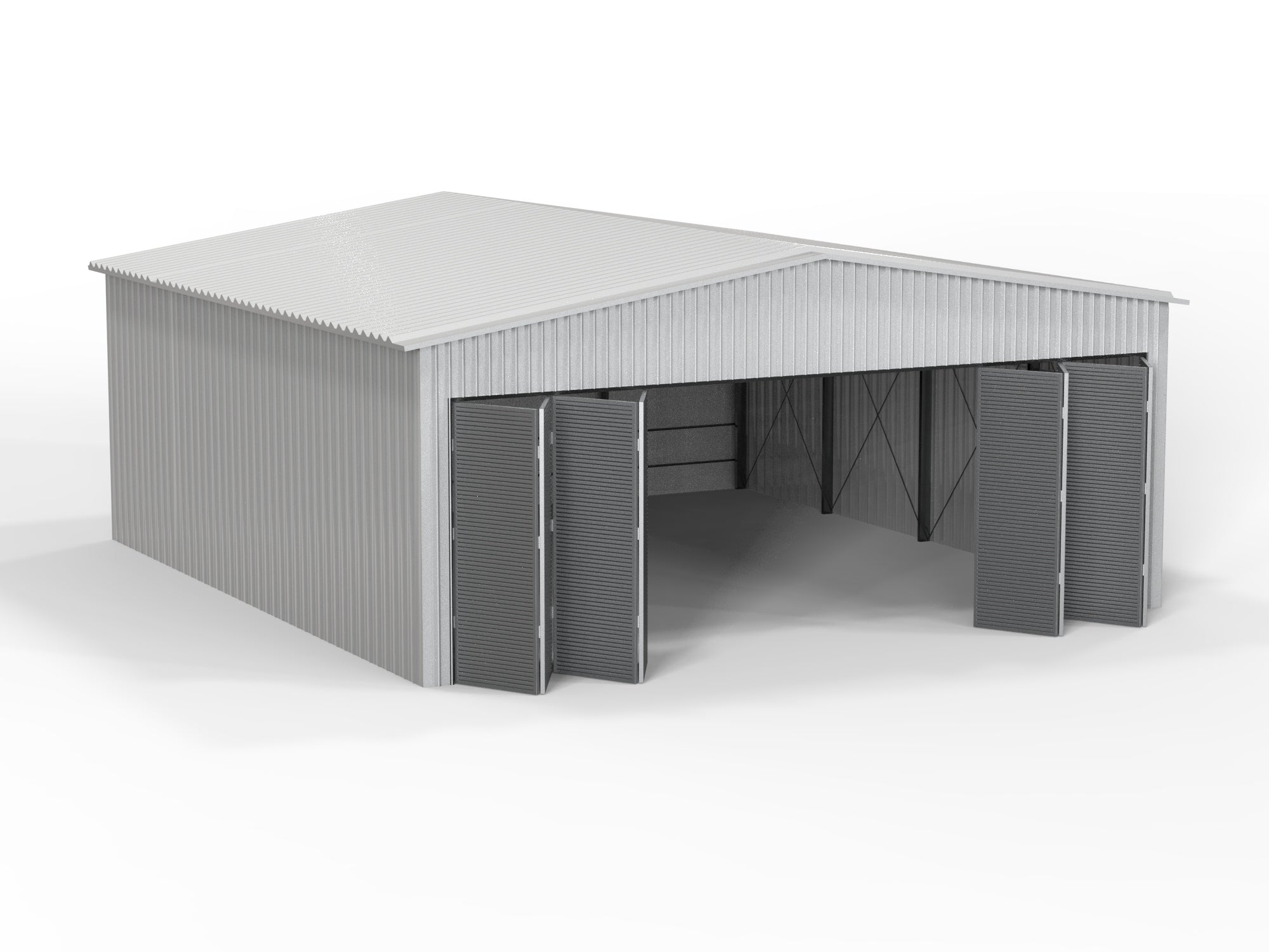 Insulated Aircraft Hangars - Bi-folding Doors - H Column beam frame