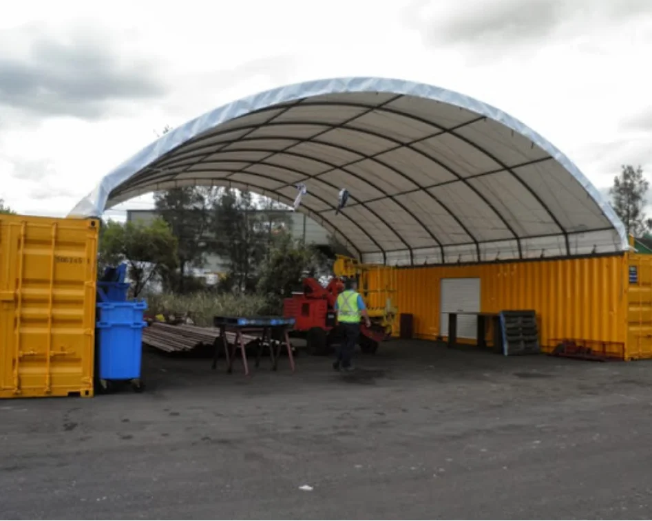 8mx12m- Single Truss Container canopy - Open Both ends - Grey